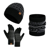 3-teiliges Winterset mit Mütze, Handschuhen und Schal – Schwarz