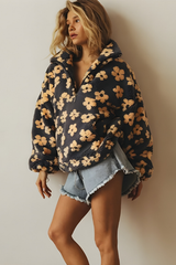 Penny | Floraler Strickpullover – grau