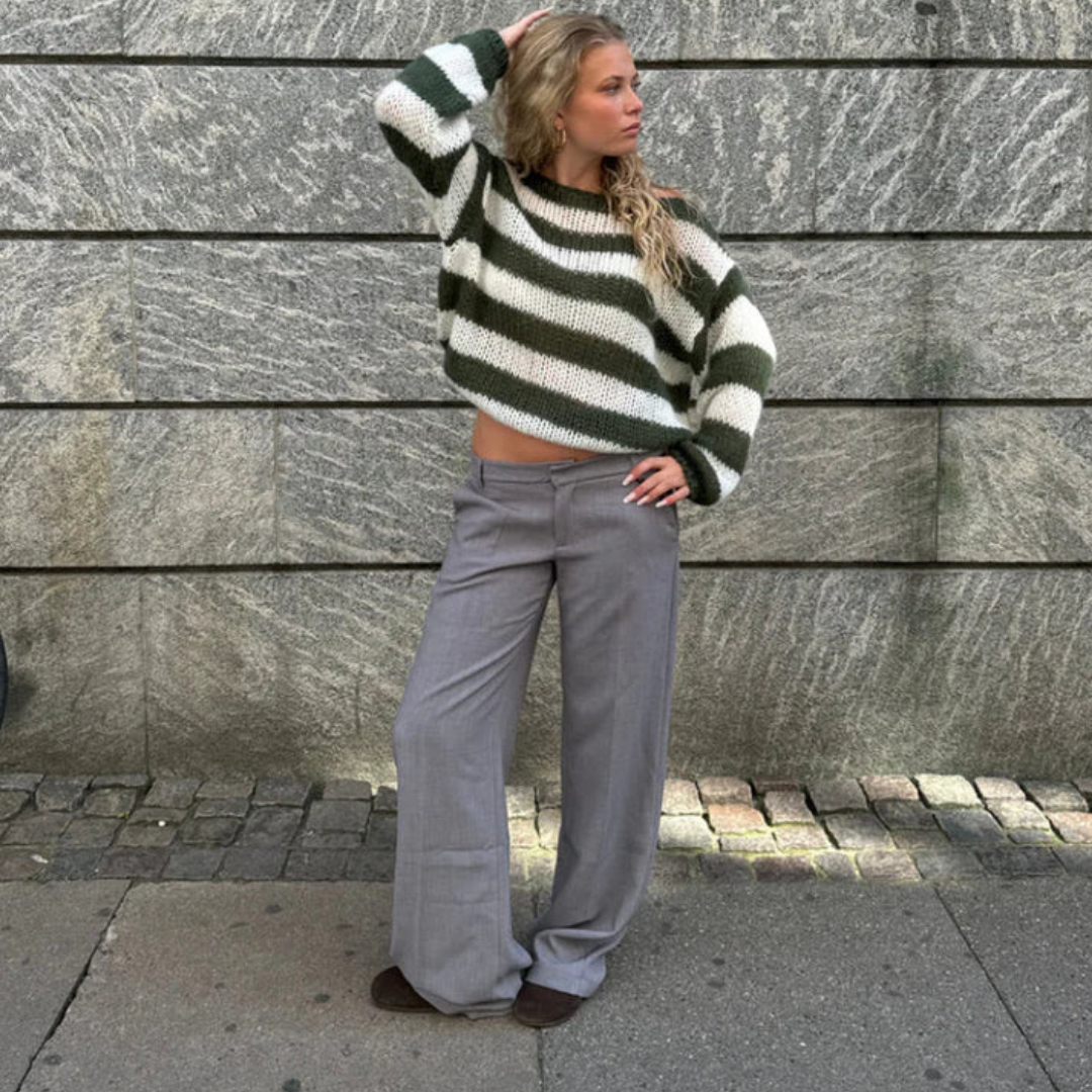 Melina – Gestreifter winter damen Oversize-Pullover