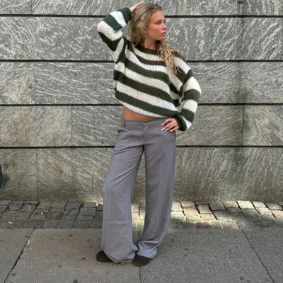 Melina – Gestreifter winter damen Oversize-Pullover