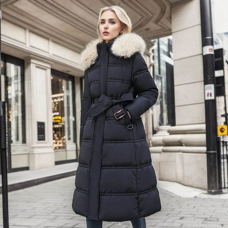 Luxuriöser Warmer Winter Daunenmantel mit Fell für Damen | Ideal für den Winter