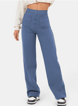 Damen Stretchhose Mit Hohem Bund – Blau