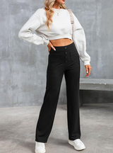 Damen Stretchhose Mit Hohem Bund – Schwarz