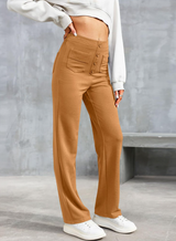 Damen Stretchhose Mit Hohem Bund – Khaki