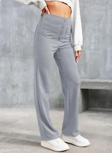 Damen Stretchhose Mit Hohem Bund – Grau