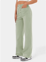 Damen Stretchhose Mit Hohem Bund – Limettengrün