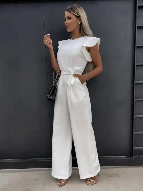 Nontokozo™ - Eleganter Jumpsuit mit Rüschen und Gürtel