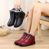 Rustan | Wasserdicht Rutschfest Baumwoll-Leder Stiefelette – Schwarz+Rotwein