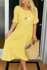 Xylavie - luftiges Midikleid – Gelb