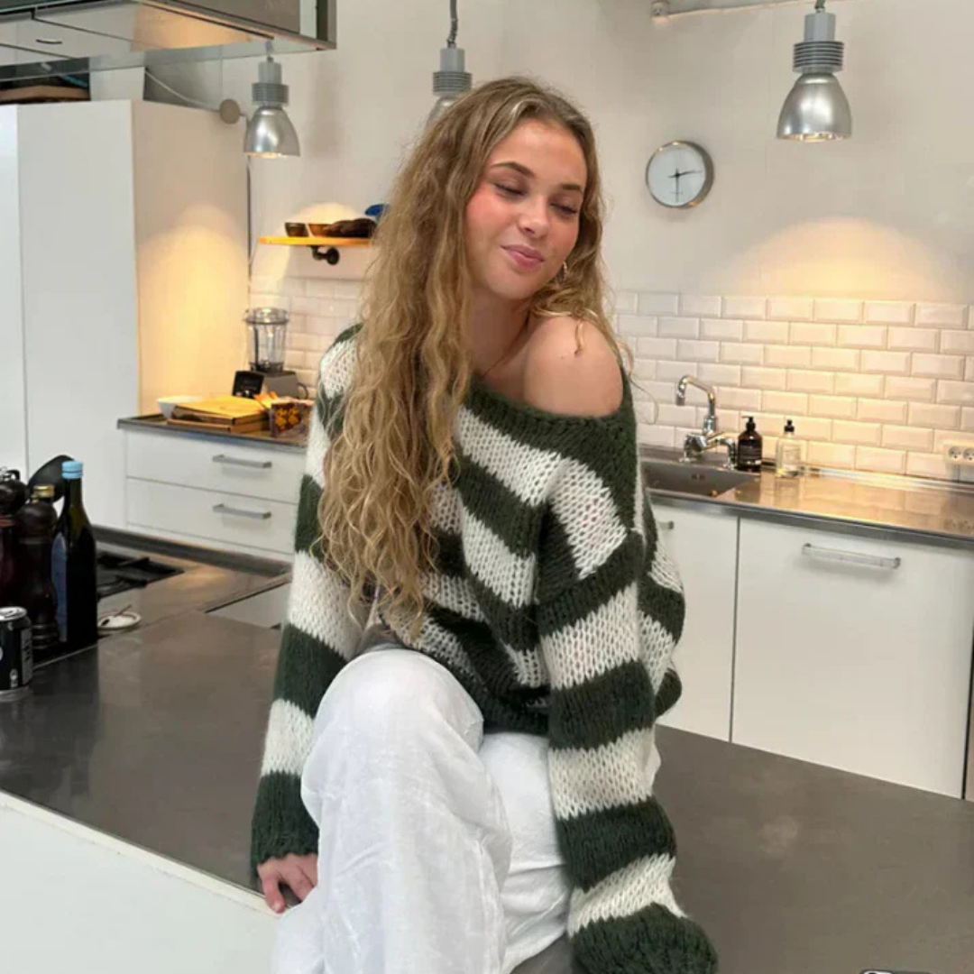 Melina – Gestreifter winter damen Oversize-Pullover