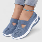Regine | Damen Slip-On Atmungsaktive Mesh-Walking-Sneaker – Blau