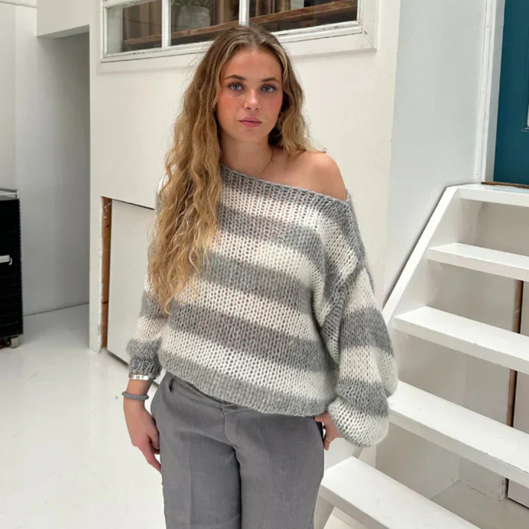 Melina – Gestreifter winter damen Oversize-Pullover