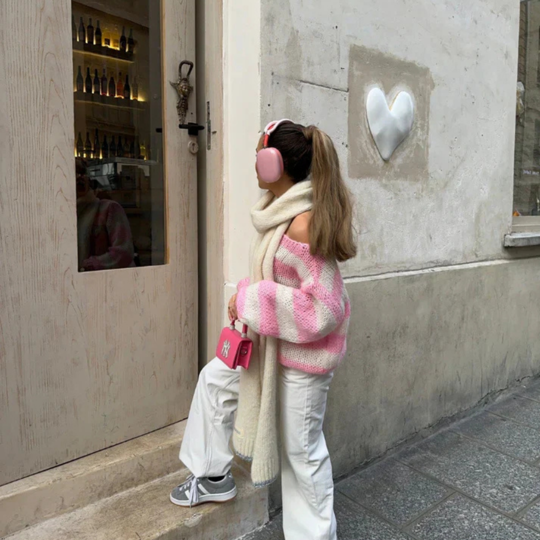 Melina – Gestreifter winter damen Oversize-Pullover