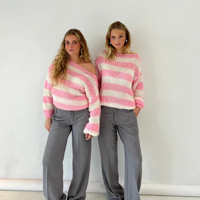 Melina – Gestreifter winter damen Oversize-Pullover