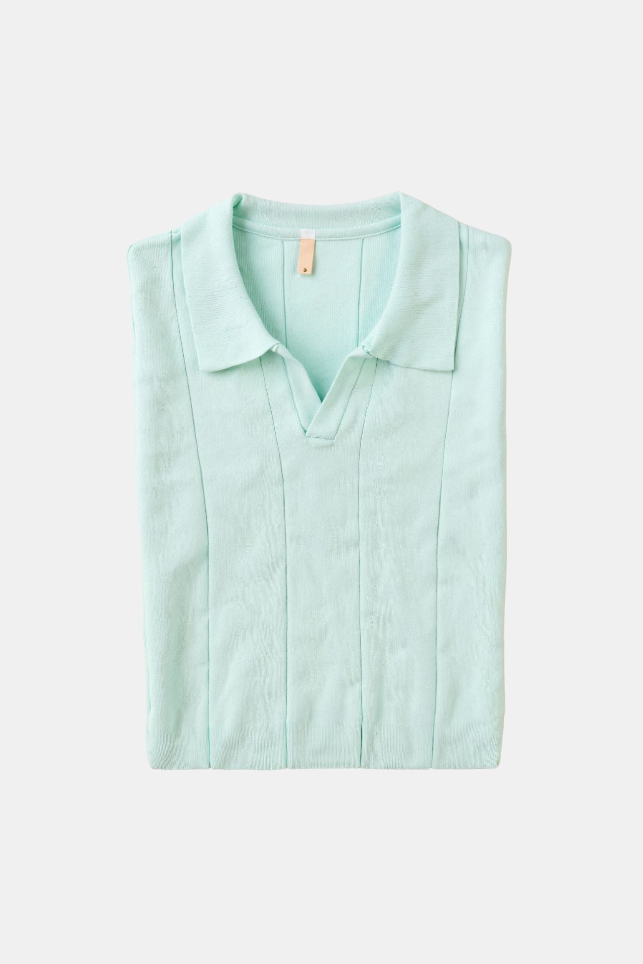 Retro-Strick-Poloshirt in Mintgrün