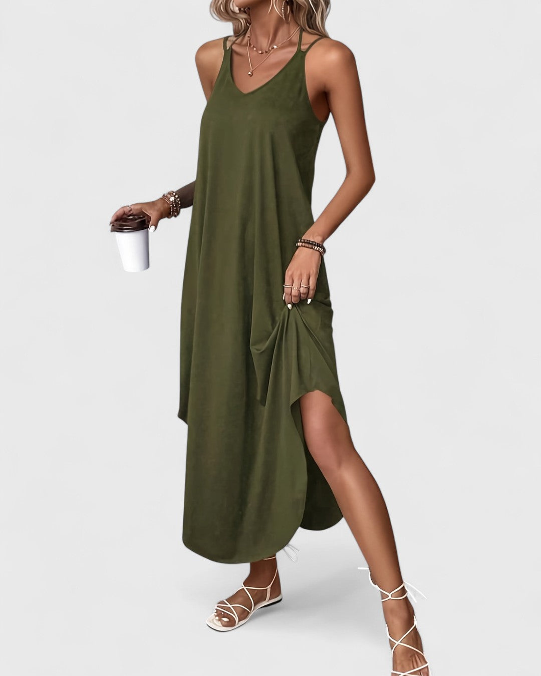 Tracie – Langes Kleid Mit Lose V Ausschnitt