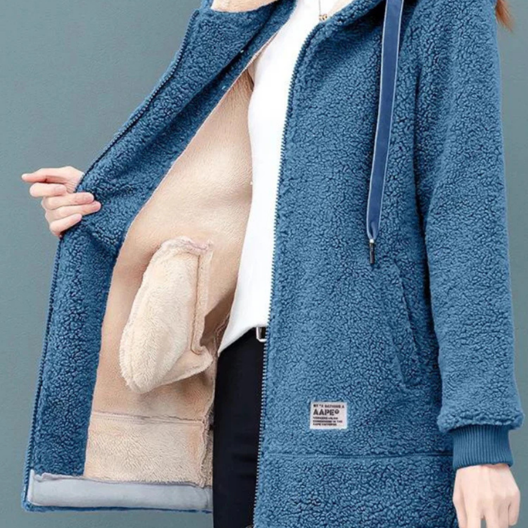 Amira – Damen Teddy-Fleecejacke mit Kapuze