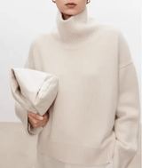 Paula | Eleganter Damenpullover Rollkragen hochwertig – Weiss