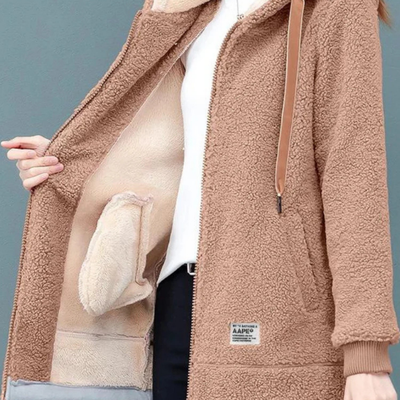 Amira – Damen Teddy-Fleecejacke mit Kapuze