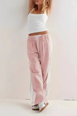 Damen Luftige Weite Freizeit Jogginghose Mit Seitenstreifen – Loungehose – Rosa