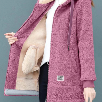 Amira – Damen Teddy-Fleecejacke mit Kapuze