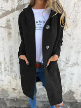 Damen Strick Langjacke – Schwarz