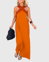 Magdalena | Damen Anmutiges Fließendes Maxikleid – Maxi Kleid Fließend Elegant 2026 – Orange