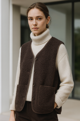 Roswell | Woll-Cardigan – dunkelbraun