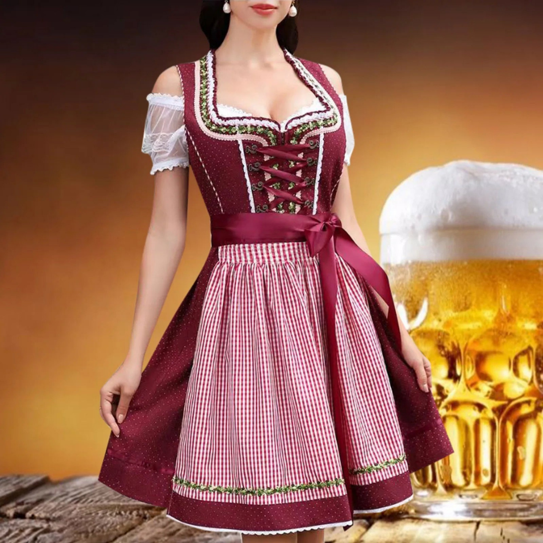 Damen Rot Oktoberfest Dirndl Kleid