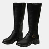 Giselle | Elegante kniehohe Reitstiefel mit Schnallendetails – Schwarz