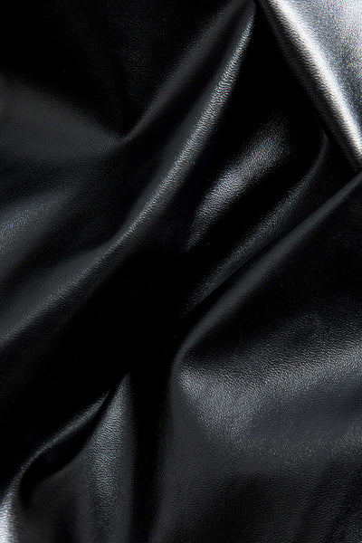 Dorle | Eleganter Kunstleder-Midirock mit Wickeloptik und hohem Schlitz