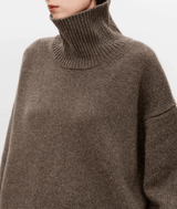 Paula | Eleganter Damenpullover Rollkragen hochwertig – Braun