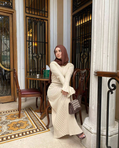 Elke® | Geripptes Maxikleid mit figurbetontem Schnitt