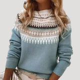 Jenny | Damen Frühlings Fair-Isle-Strickpullover – Blau