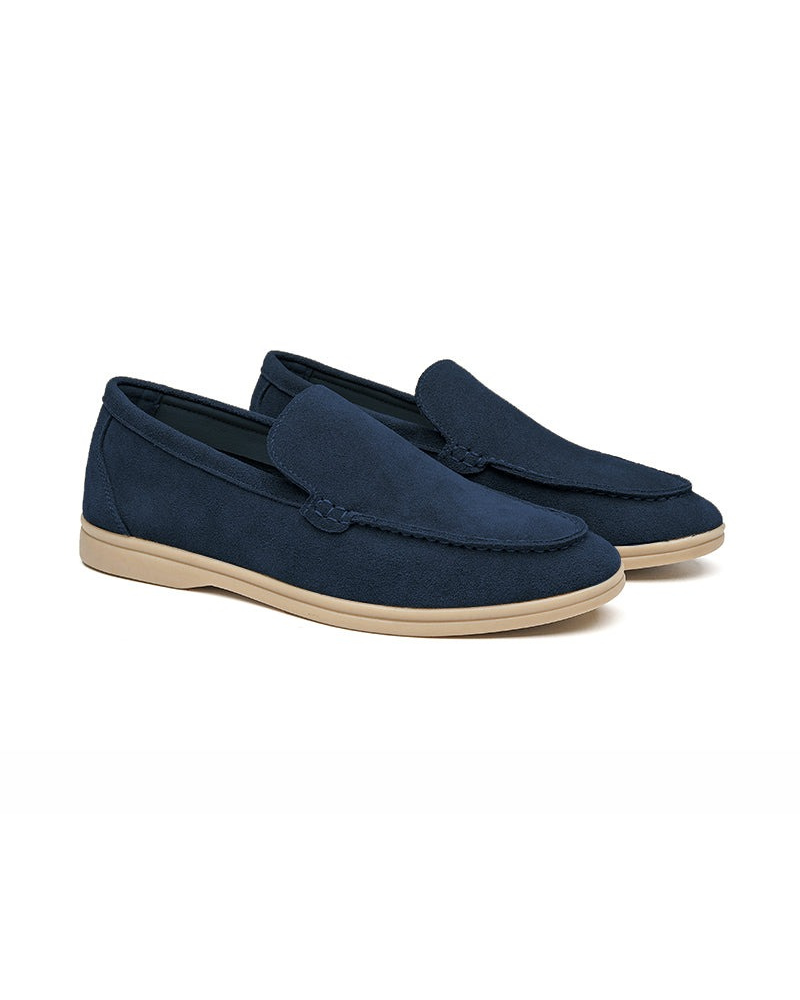 Damian | Blau Zopfmuster-Pullover & Wildleder-Loafer 2-teiliges Passendes Outfit
