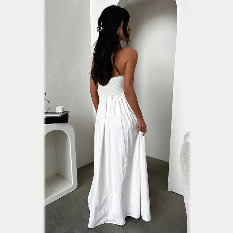 Jayla - Frenchy Solides schulterfreies langes Kleid