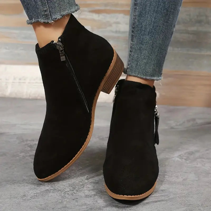 Stylische Vegan Leder Stiefeletten mit Reißverschluss und Absatz für Damen | Ideal für das tägliche Tragen
