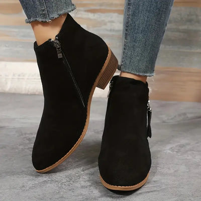 Stylische Vegan Leder Stiefeletten mit Reißverschluss und Absatz für Damen | Ideal für das tägliche Tragen