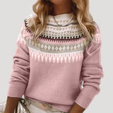 Jenny | Damen Frühlings Fair-Isle-Strickpullover – Rosa