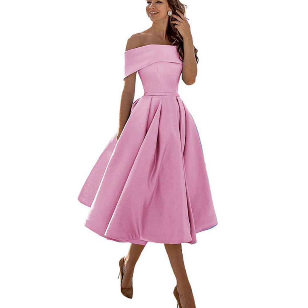 Damen Zeitloses Off-Shoulder Kleid | Midi