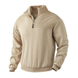 Julian | Klassischer Herren Zopfstrickpullover Mit Quarter-Zip – Beige