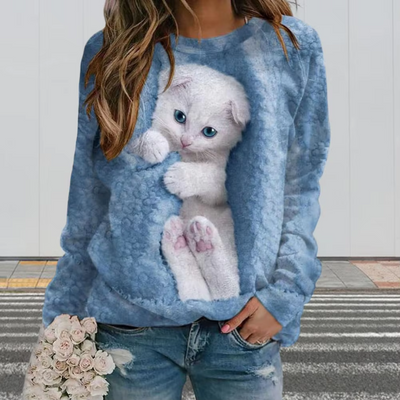 Shanon – Damenpullover mit süßem Katzenmotiv