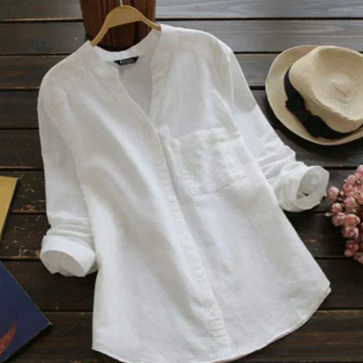 Oline – Klassisches weißes Leinenhemd