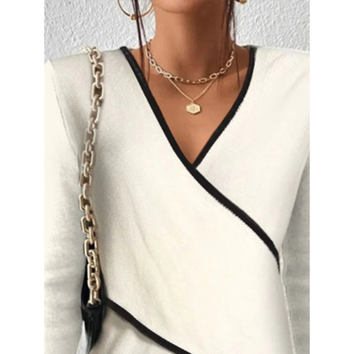 Langärmliges Top Mit V Ausschnitt Für Damen | Formell