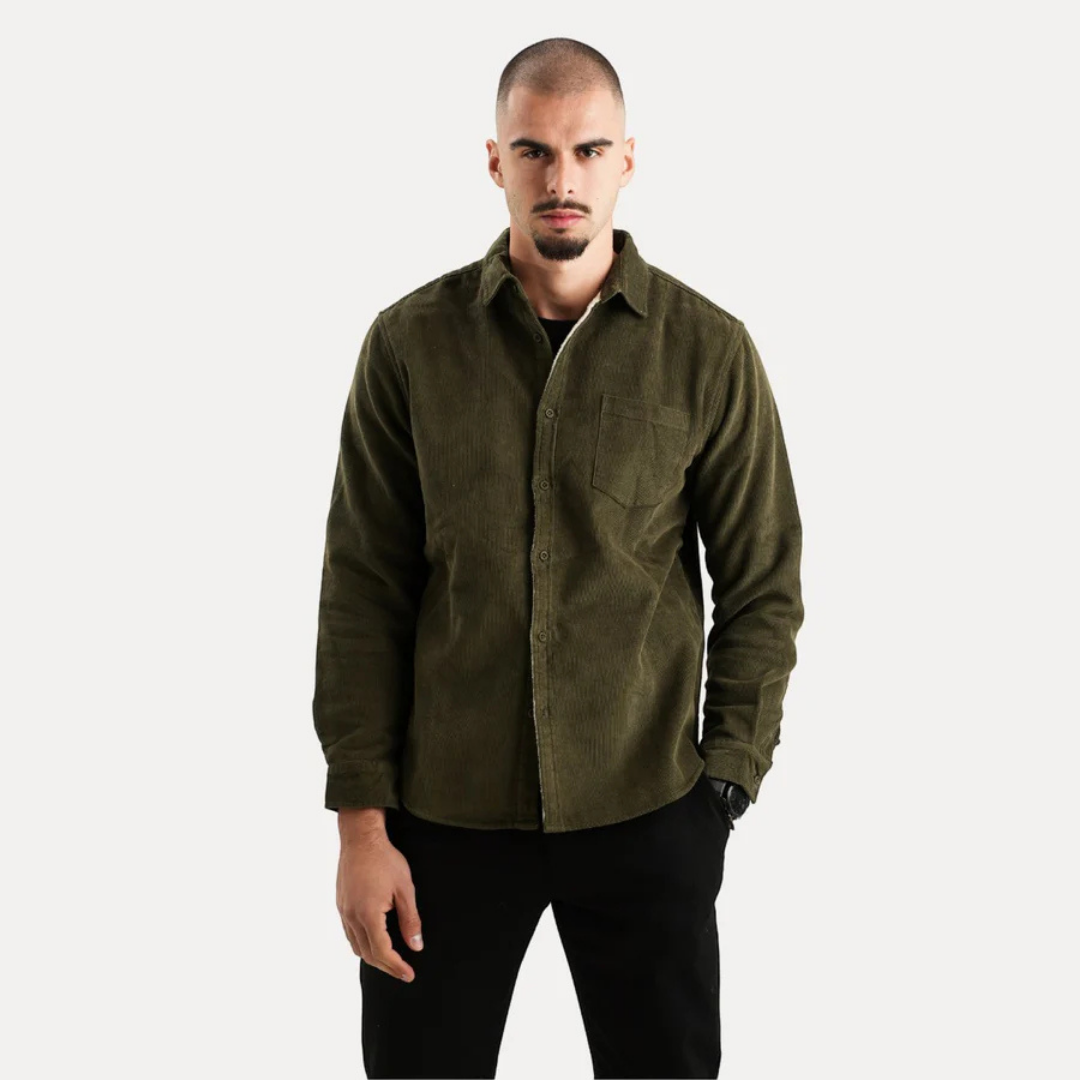 Herren Lässiges Langarm Button Down Hemd | Warme