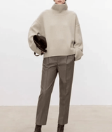 Paula | Eleganter Damenpullover Rollkragen hochwertig – Beige