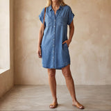 Alina | Mittellanges Freizeitkleid Damen – Blau