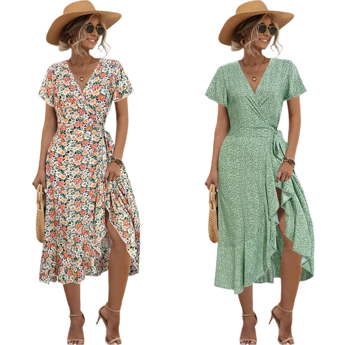 Mila® | Elegantes Wickelkleid mit Rüschen