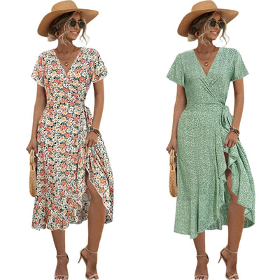 Mila® | Elegantes Wickelkleid mit Rüschen