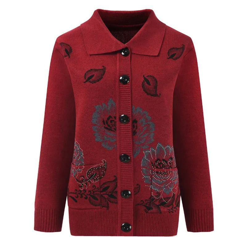 Amelia® | Elegante Strickjacke mit Blumenstickerei